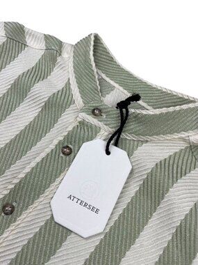 NEW Attersee Women's The New Caftan Tunic Dress Green Stripe Herringbone • Small
